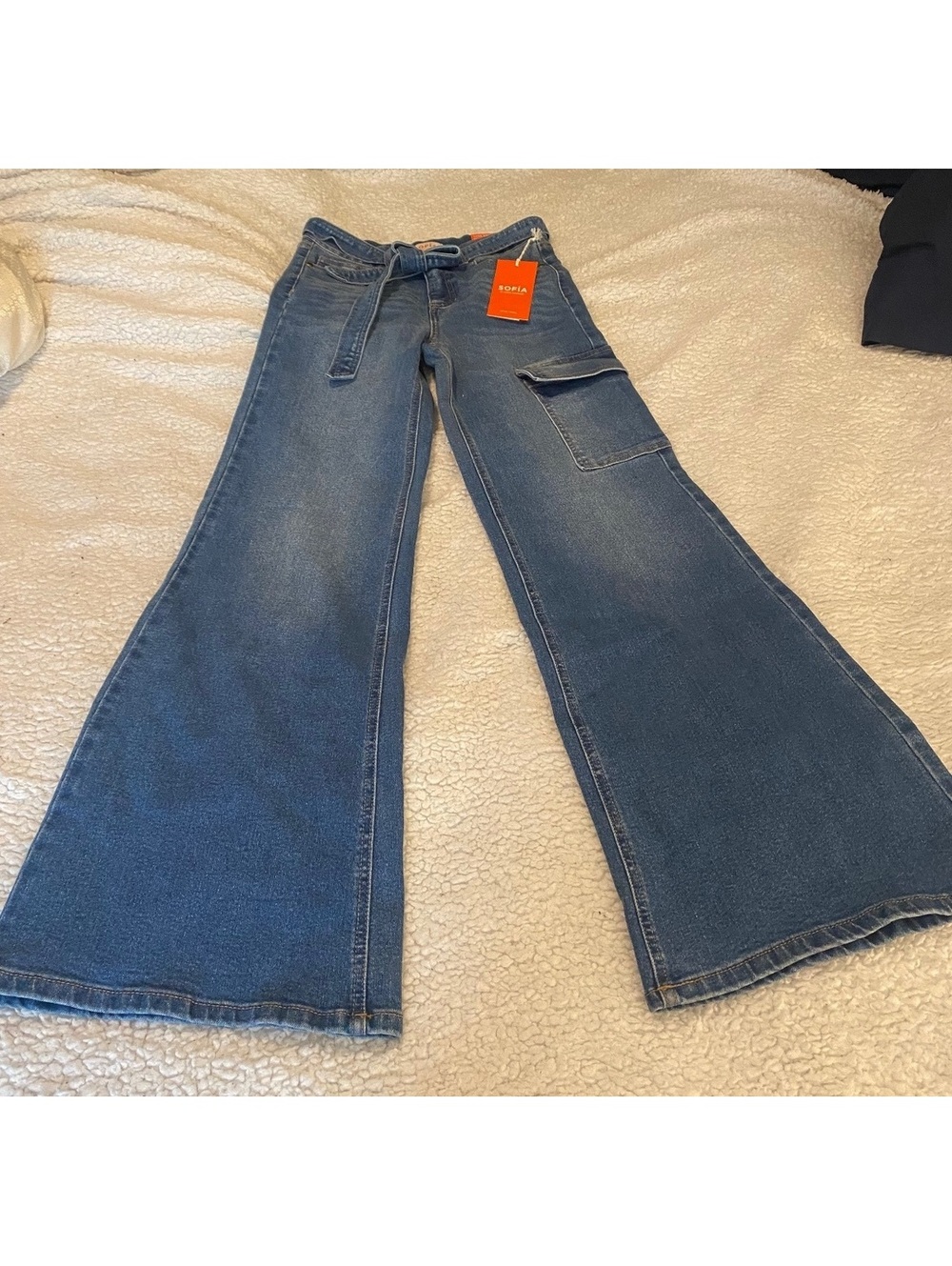 Sofía Vergara Luxe Vintage Denim Cargo Wide Leg Jeans Size 2 NWT Belted [COPY]